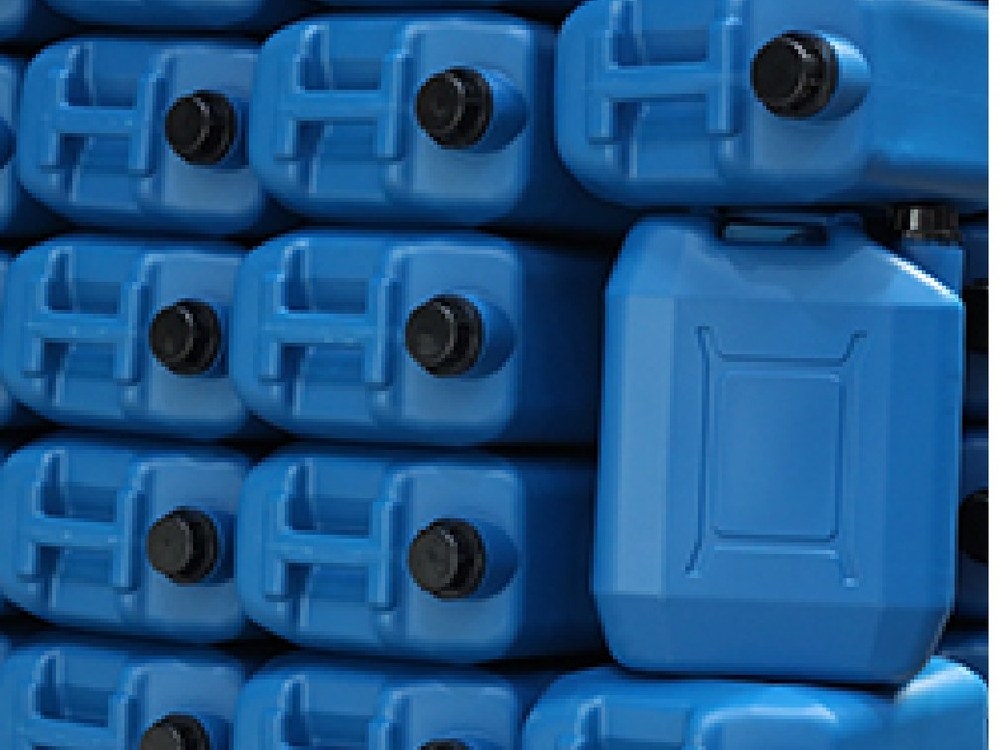 Packed containers ready for dispatch