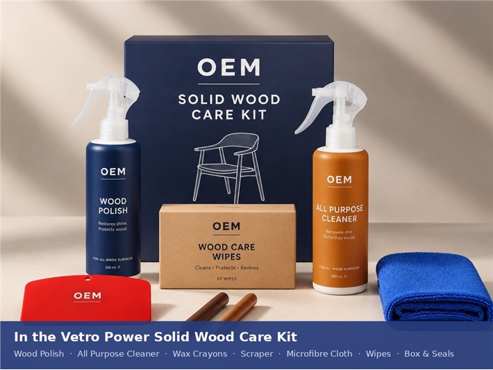 What is in the Vetro Power Solid Wood Care Kit, full component lineup