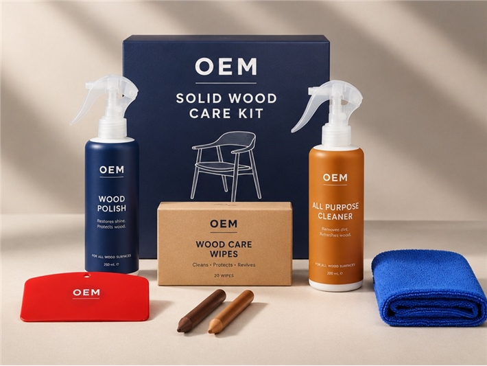Vetro Power Solid Wood Care Kit, OEM box with wood polish and cleaner
